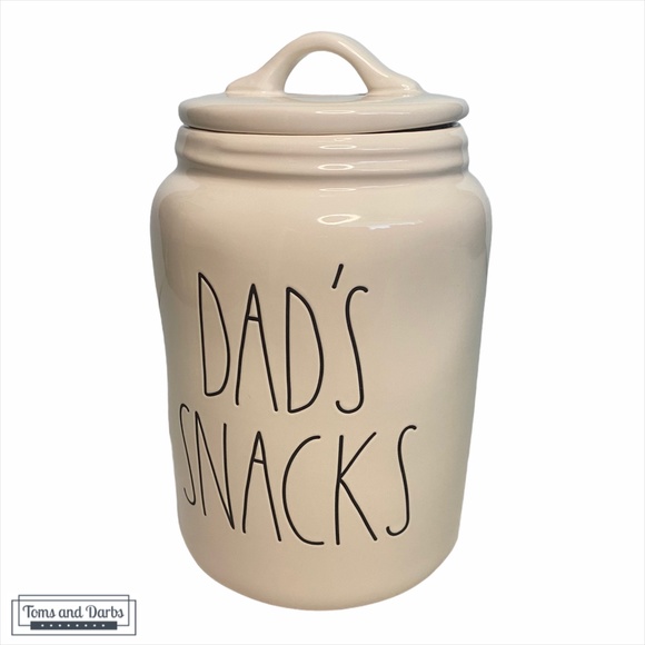 Rae Dunn DAD’S SNACKS Ceramic White Treat Canister - Picture 2 of 6